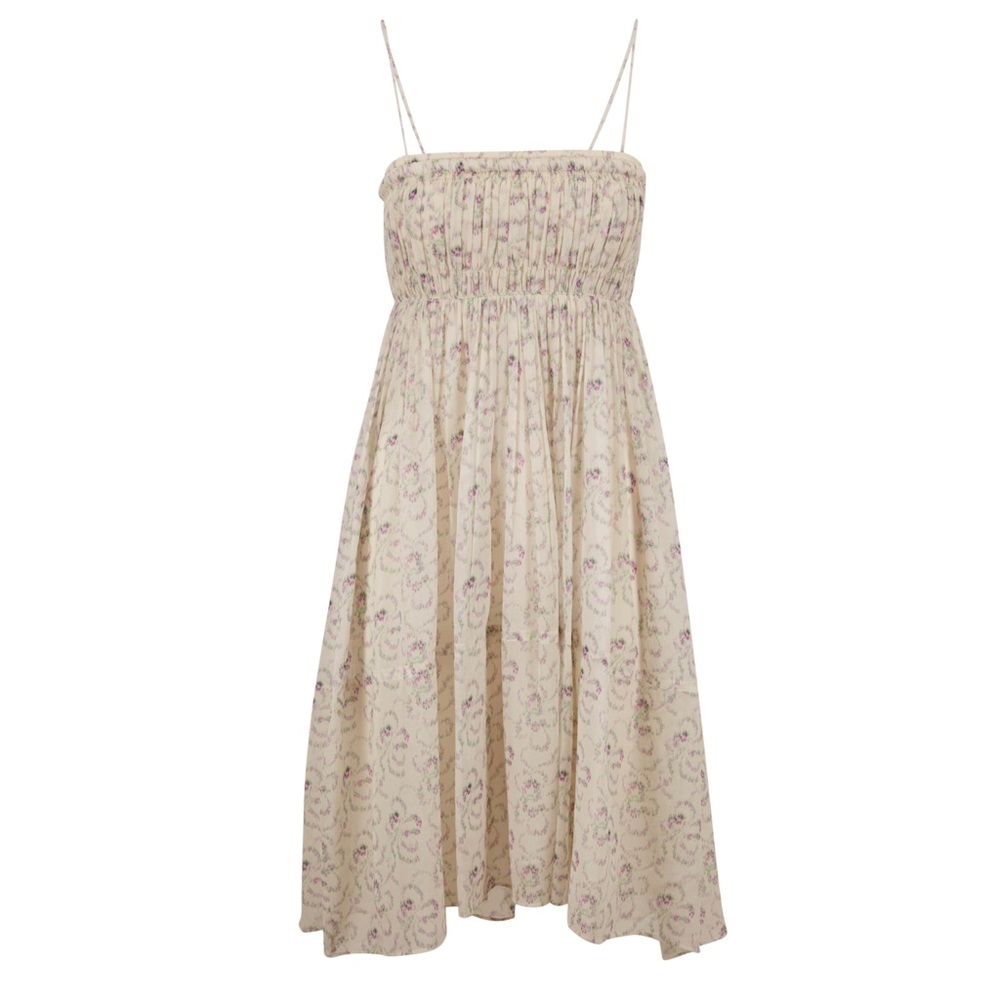 Chloe White & Purple Ikat Flower Print Sleeveless Dress